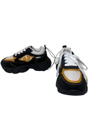 True Religion Boys Dad Sneakers Black Mustard Yellow Chunky Sole NWT Size 11